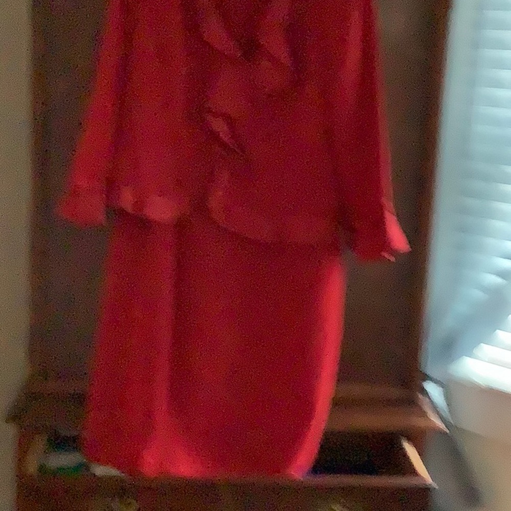 2 piece dress with matching jacket red